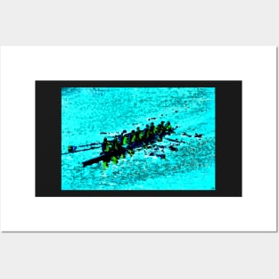 Rowing over blue waters Posters and Art